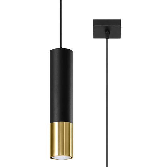 Hanglamp Tube 1 – Zwart & Goud & Staal