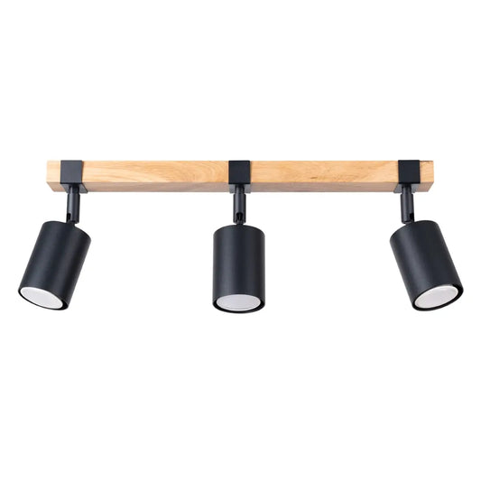 Deckenleuchte Rondo 3 – Schwarz & Holz & Stahl