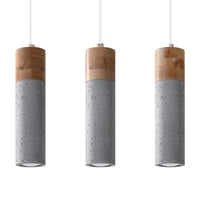 Hanglamp Tube Beton Wood 3 – Grijs Beton & Hout