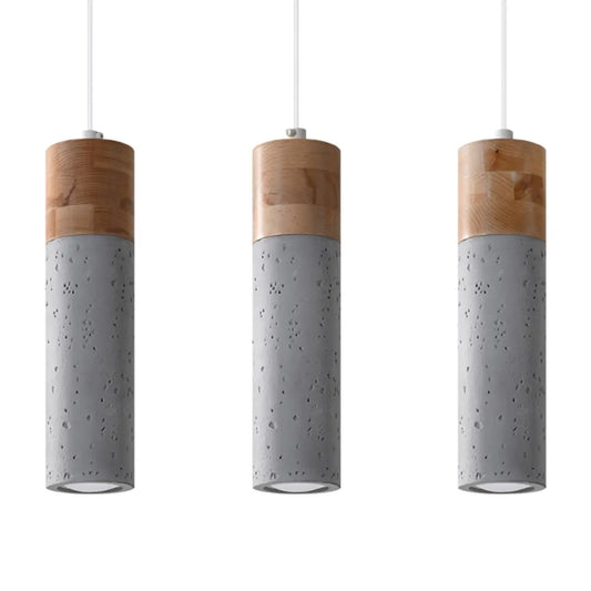 Hanglamp Tube Beton Wood 3 – Grijs Beton & Hout