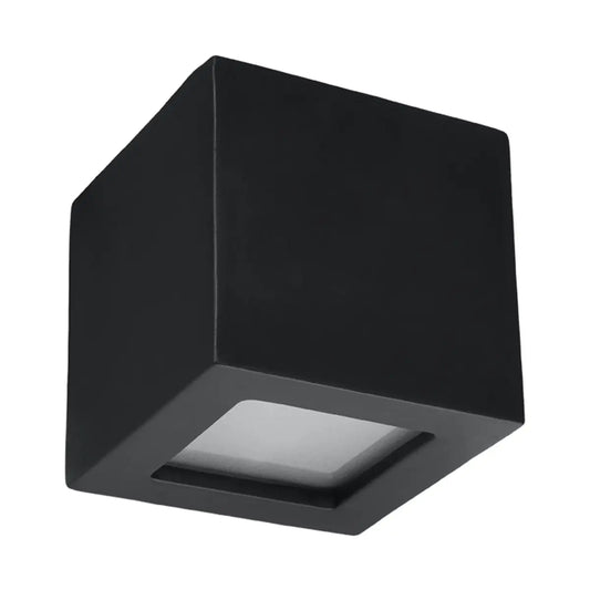 Wandlamp Square 1 – Zwart & Keramiek & Glas