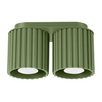 Deckenstrahler Japandi Double – Grün Olive & Aluminium