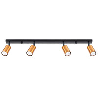 Plafondlamp Tube 4 – Zwart & Koper & Staal