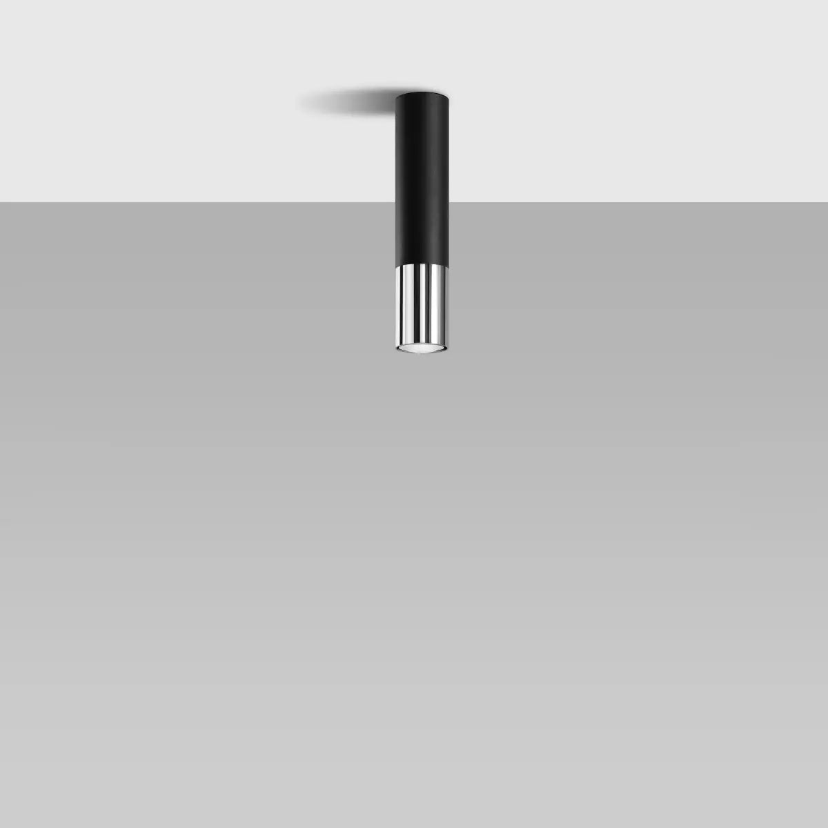 Plafondlamp Tube – Zwart & Chroom & Staal