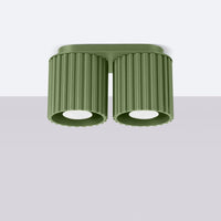 Deckenstrahler Japandi Double – Grün Olive & Aluminium