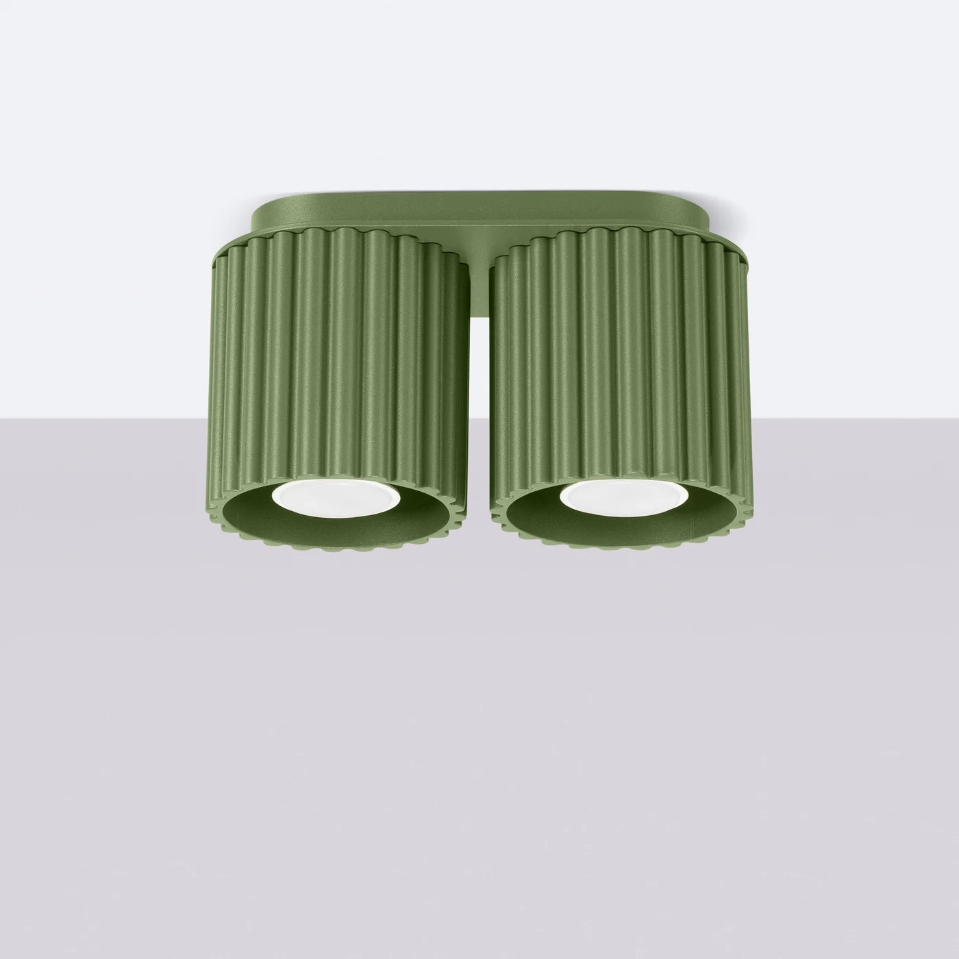Deckenstrahler Japandi Double – Grün Olive & Aluminium