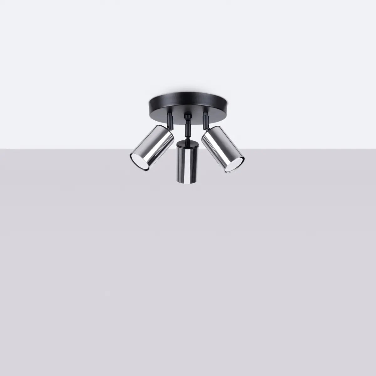 Plafondlamp Tube 3R – Zwart & Chroom & Staal
