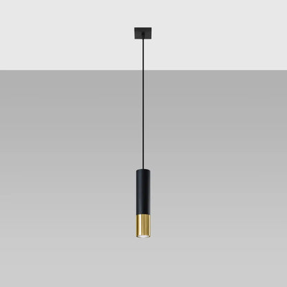 Pendelleuchte Tube 1 – Schwarz & Gold & Stahl