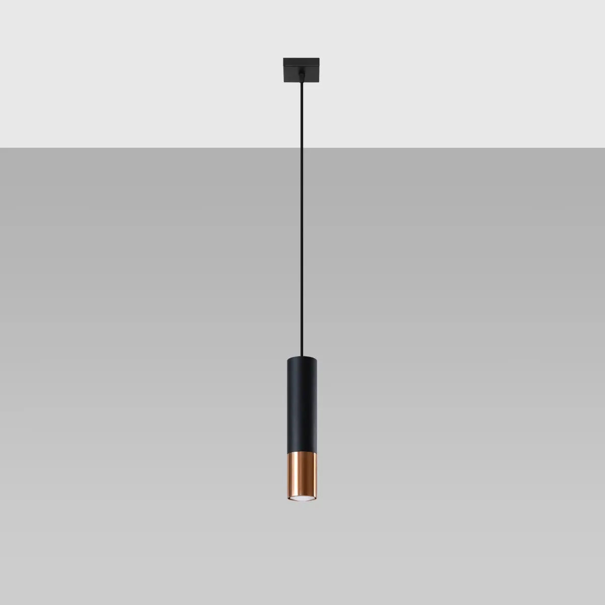 Pendelleuchte Tube 1 – Schwarz & Kupfer & Stahl