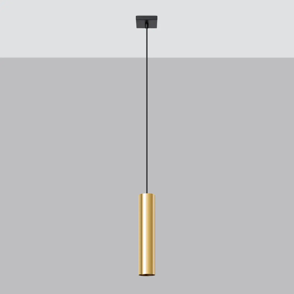 Pendelleuchte Tube 1 – Gold & Stahl