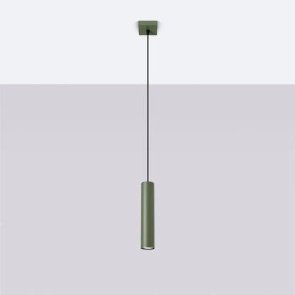 Pendelleuchte Tube 1 – Olivgrün & Stahl