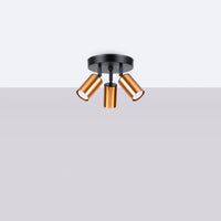 Plafondlamp Tube 3R – Zwart & Koper & Staal