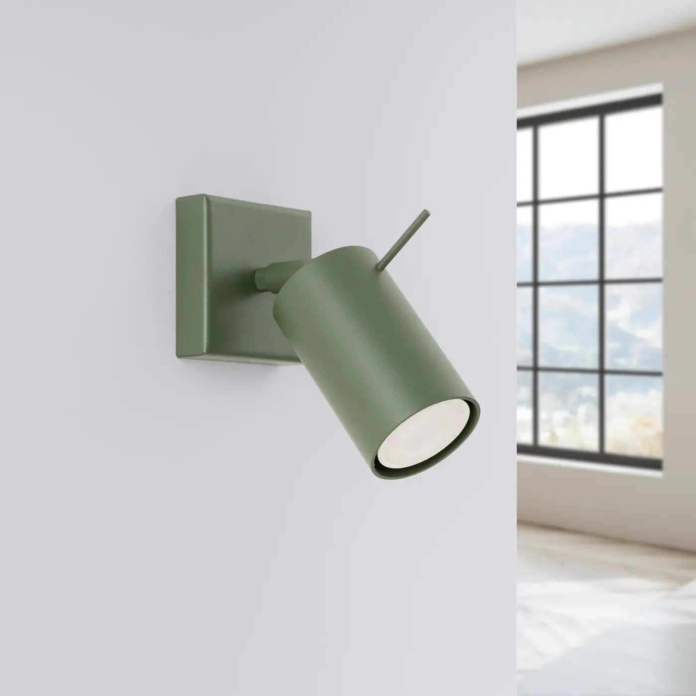 Wandlamp Rondo – Olijfgroen & Staal