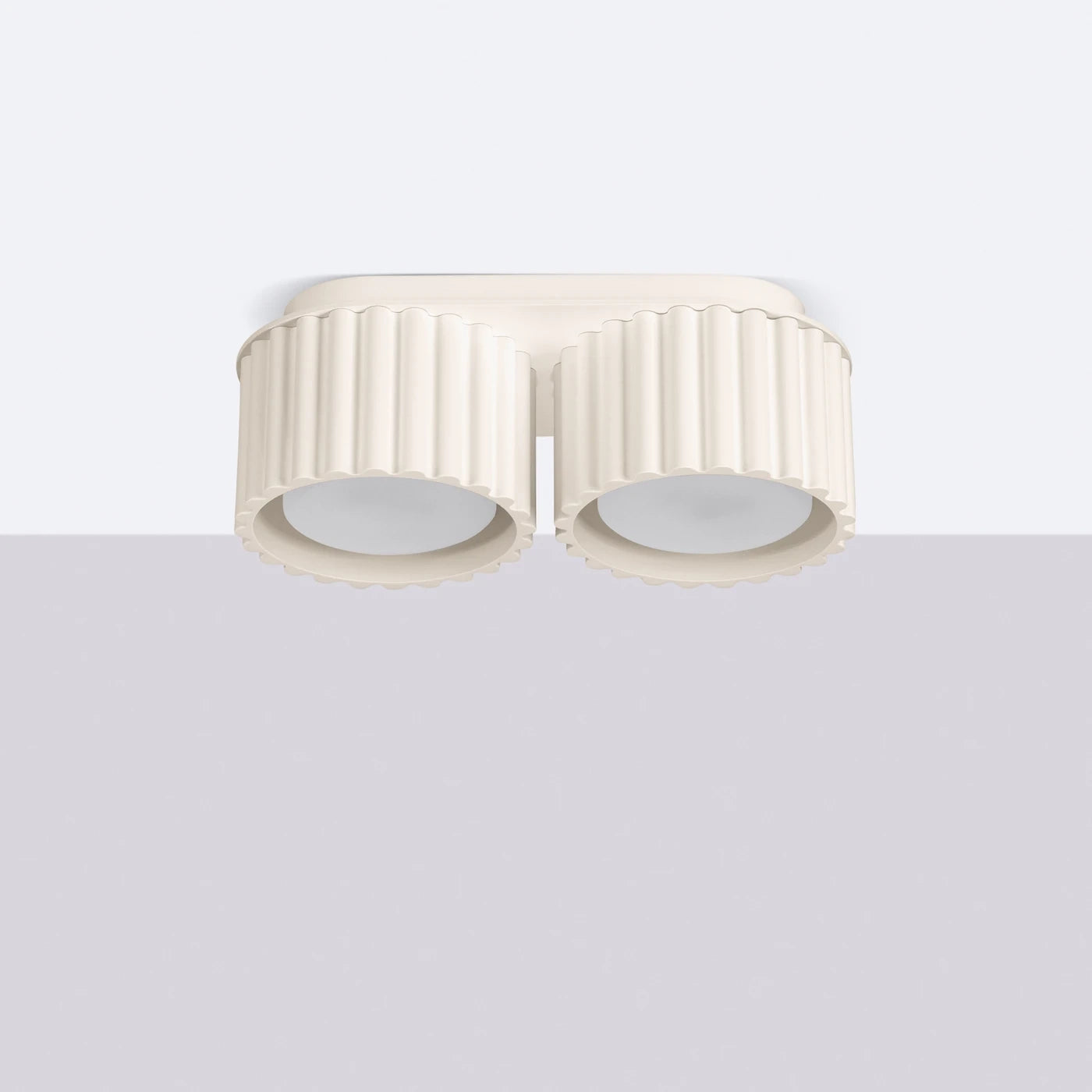 Deckenstrahler Japandi Double XS – Beige & Aluminium