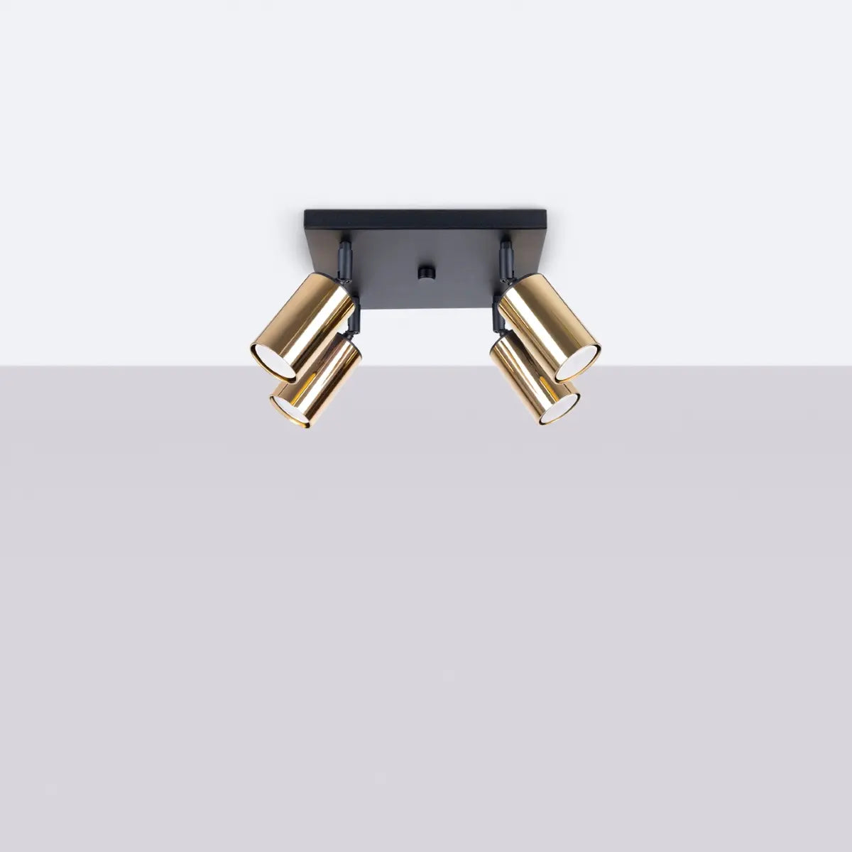 Plafondlamp Tube 4S – Zwart & Goud & Staal