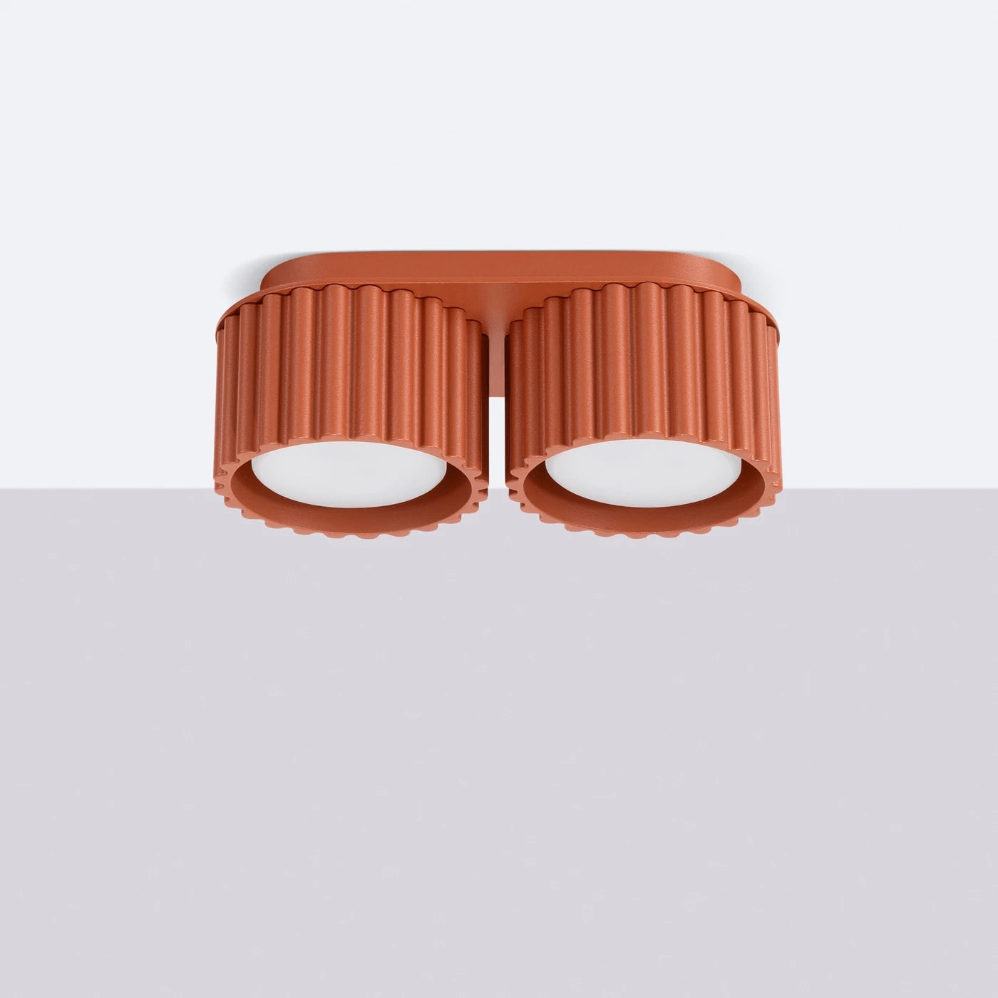 Deckenstrahler Japandi Double-XS – Oxid Rot & Aluminium