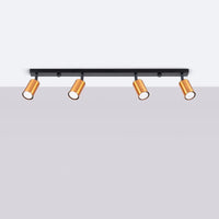 Plafondlamp Tube 4 – Zwart & Koper & Staal