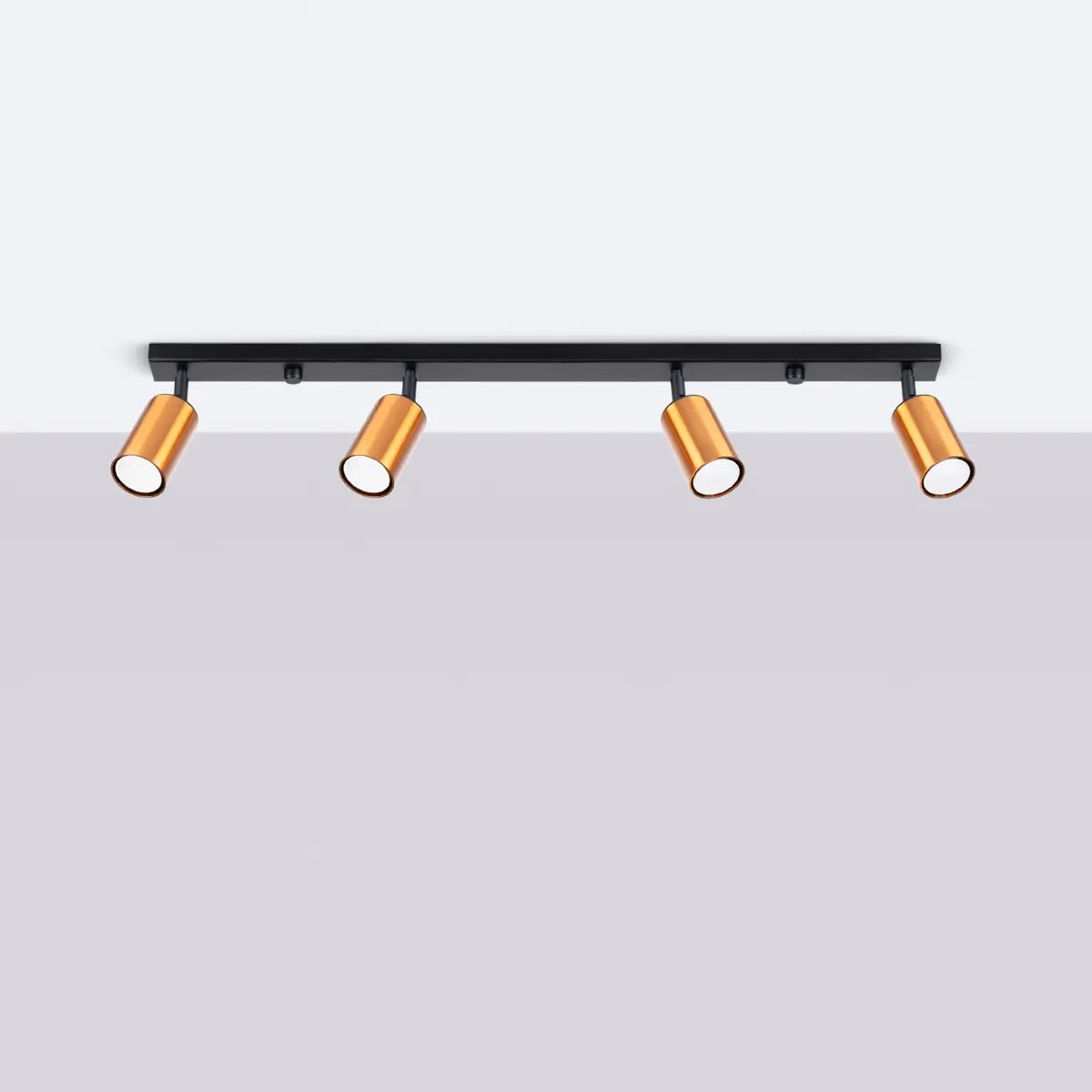 Plafondlamp Tube 4 – Zwart & Koper & Staal