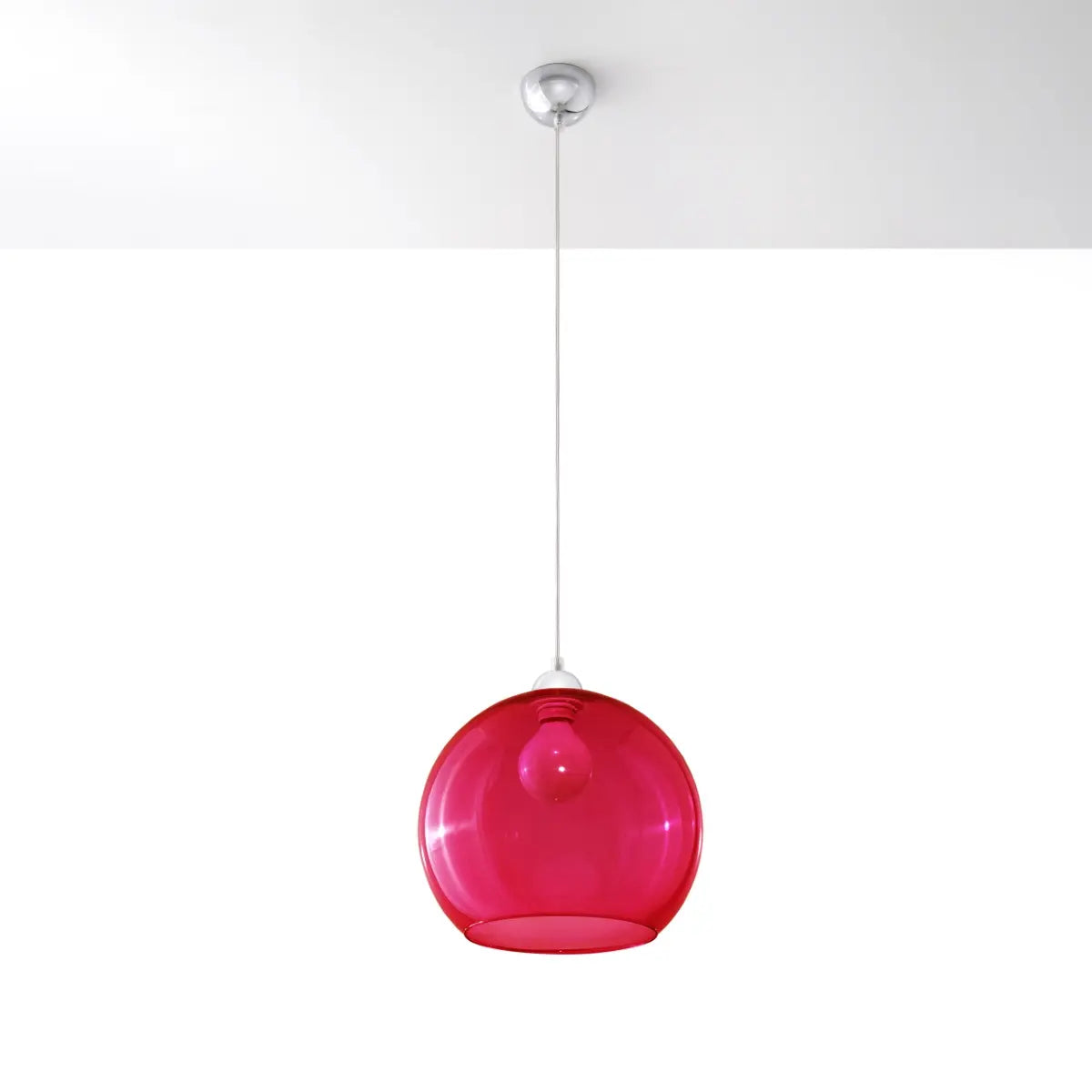 Hanglamp Globe – Rood Glas & Staal