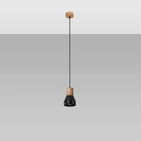 Pendelleuchte Stone Wood 1 – Schwarz Beton & Holz