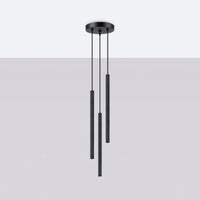 Pendelleuchte Candle 3P – Schwarz & Stahl