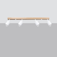 Deckenleuchte Rondo 4 – Weiß & Naturholz & Stahl