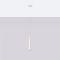 Pendelleuchte Tube 1 – Beige & Stahl