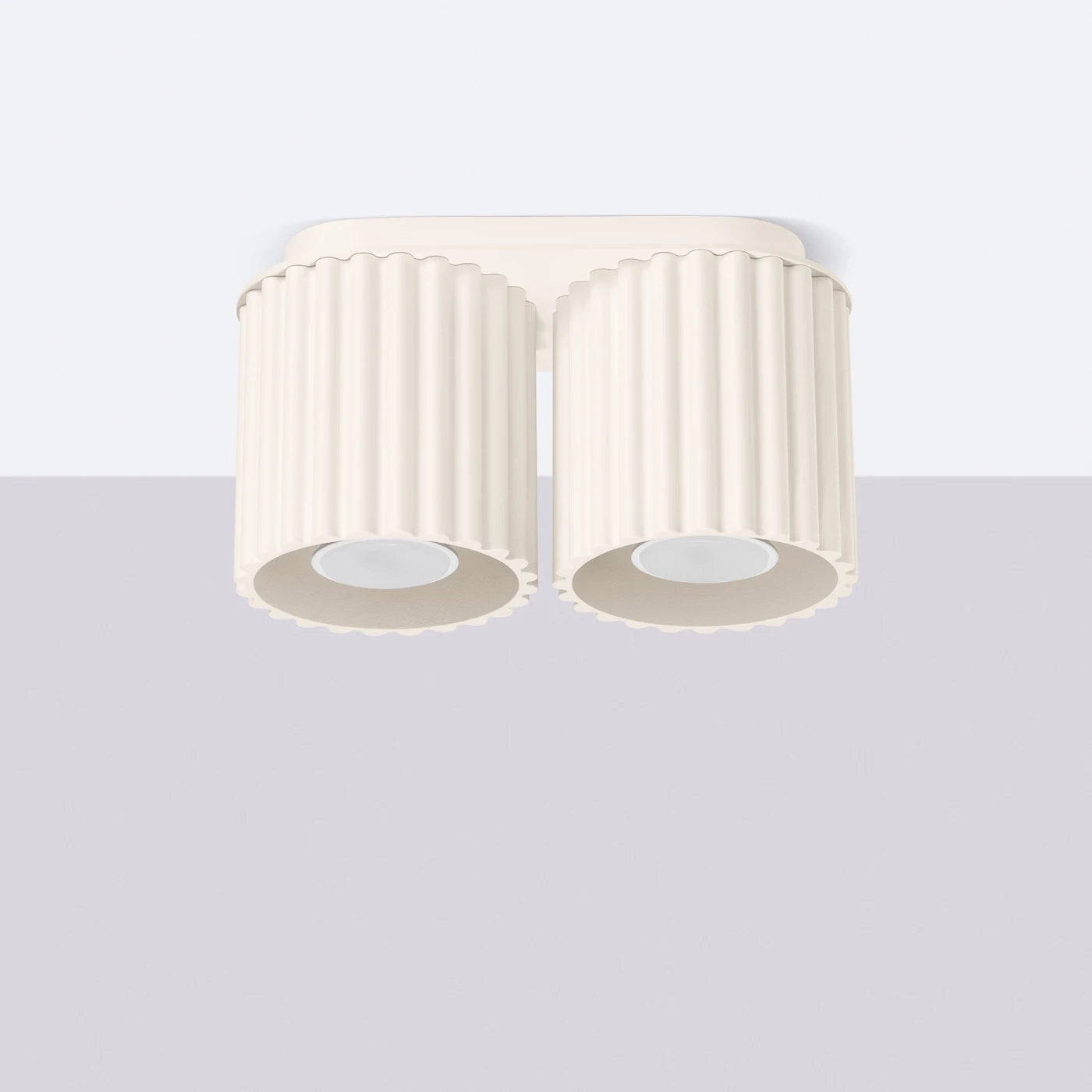 Deckenstrahler Japandi Double – Beige & Aluminium