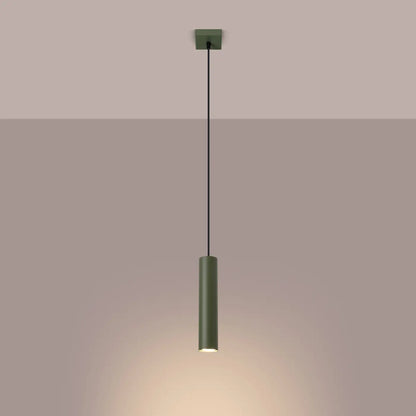 Pendelleuchte Tube 1 – Olivgrün & Stahl