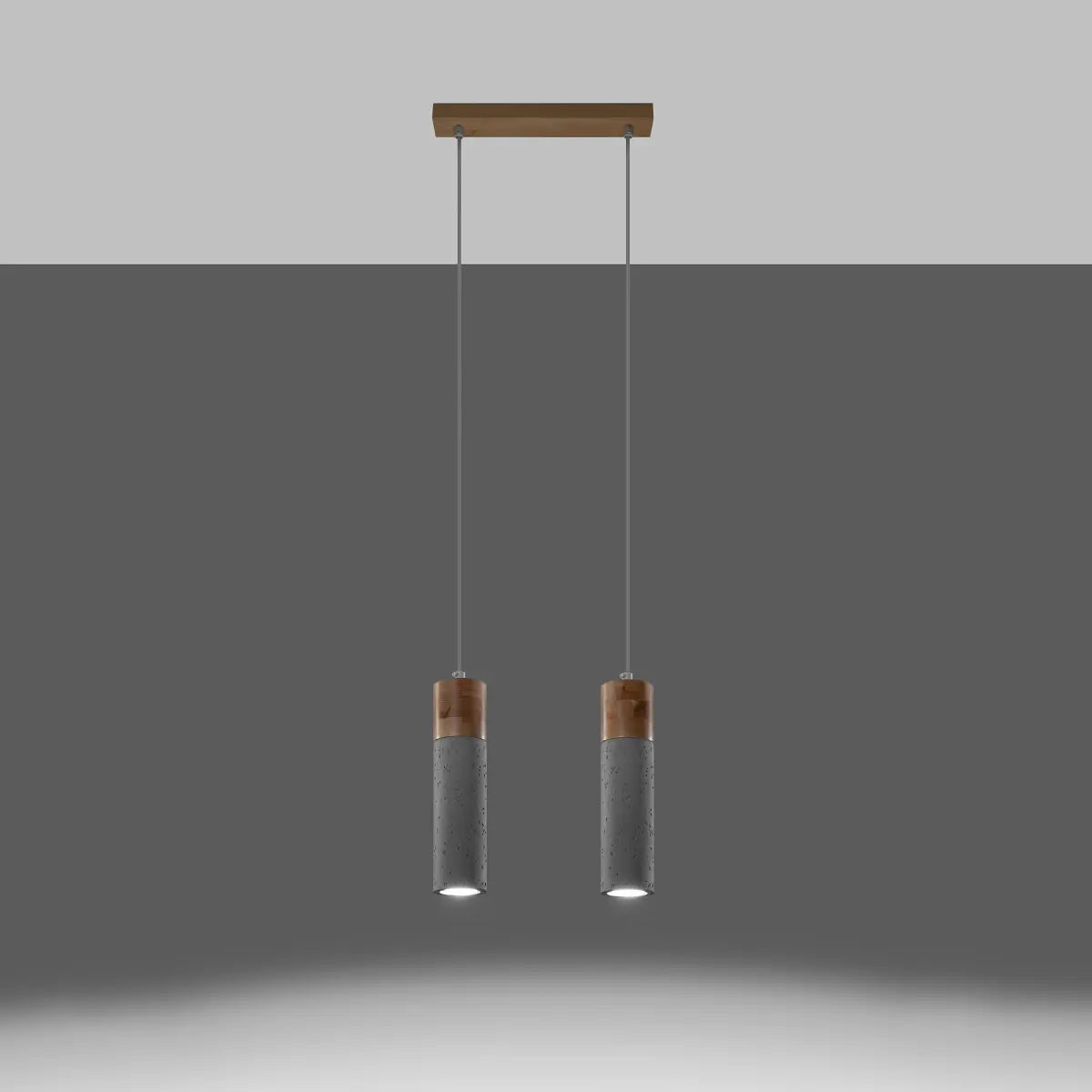 Hanglamp Tube Beton Wood 2 – Grijs Beton & Hout