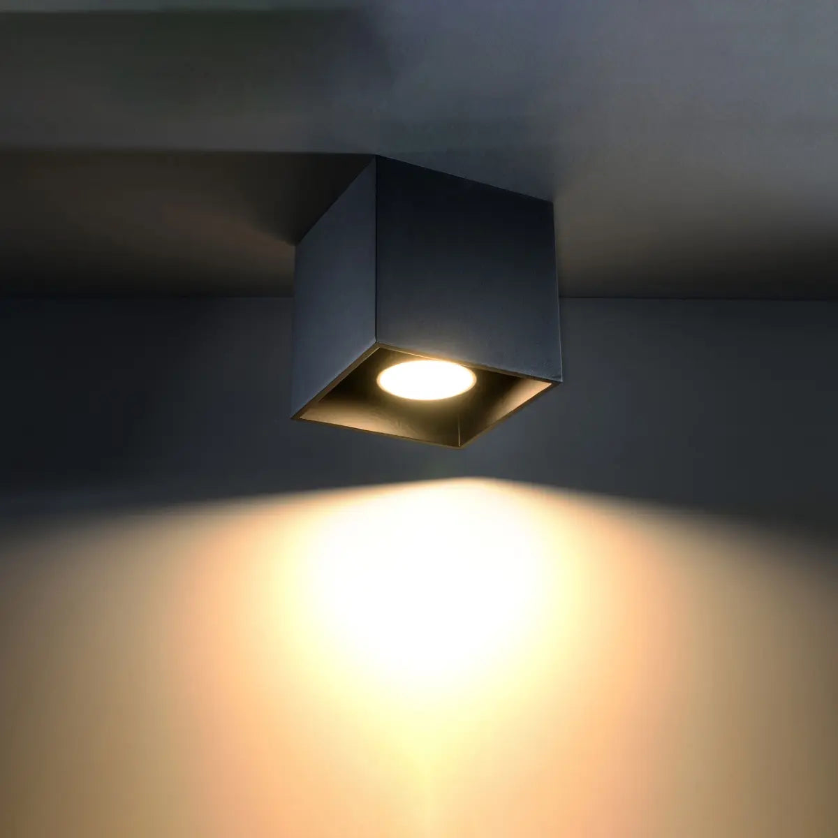 Plafondlamp Square 1 – Schwarz Aluminium
