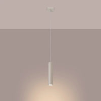 Pendelleuchte Tube 1 – Beige & Stahl