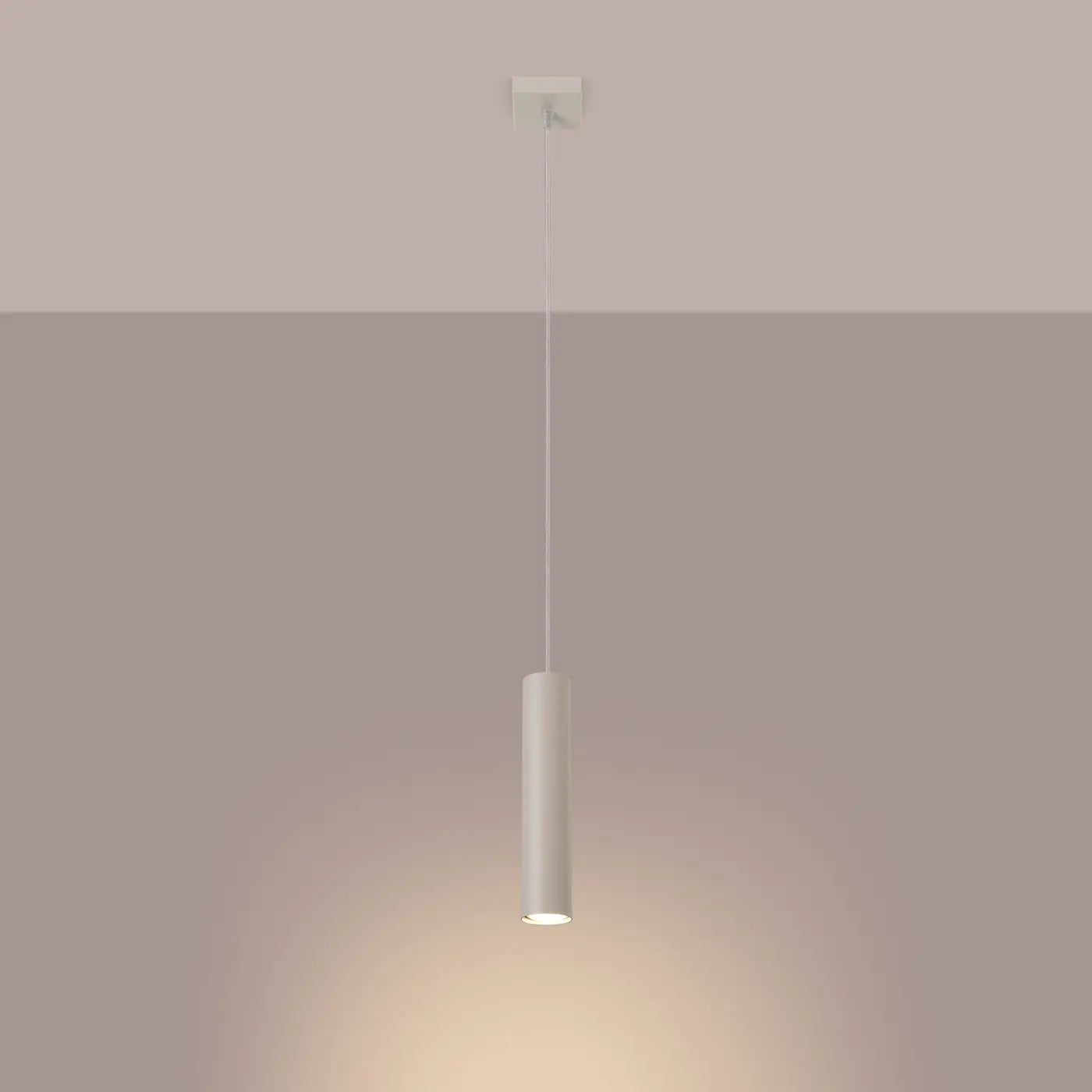 Pendelleuchte Tube 1 – Beige & Stahl