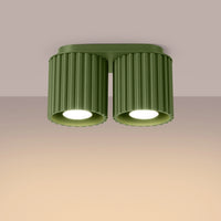 Deckenstrahler Japandi Double – Grün Olive & Aluminium