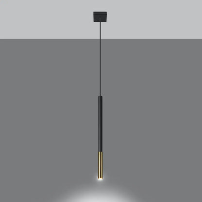 Pendelleuchte Matita 1 – Schwarz & Gold & Stahl