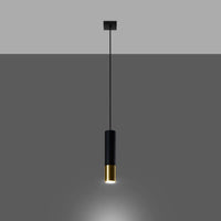 Pendelleuchte Tube 1 – Schwarz & Gold & Stahl