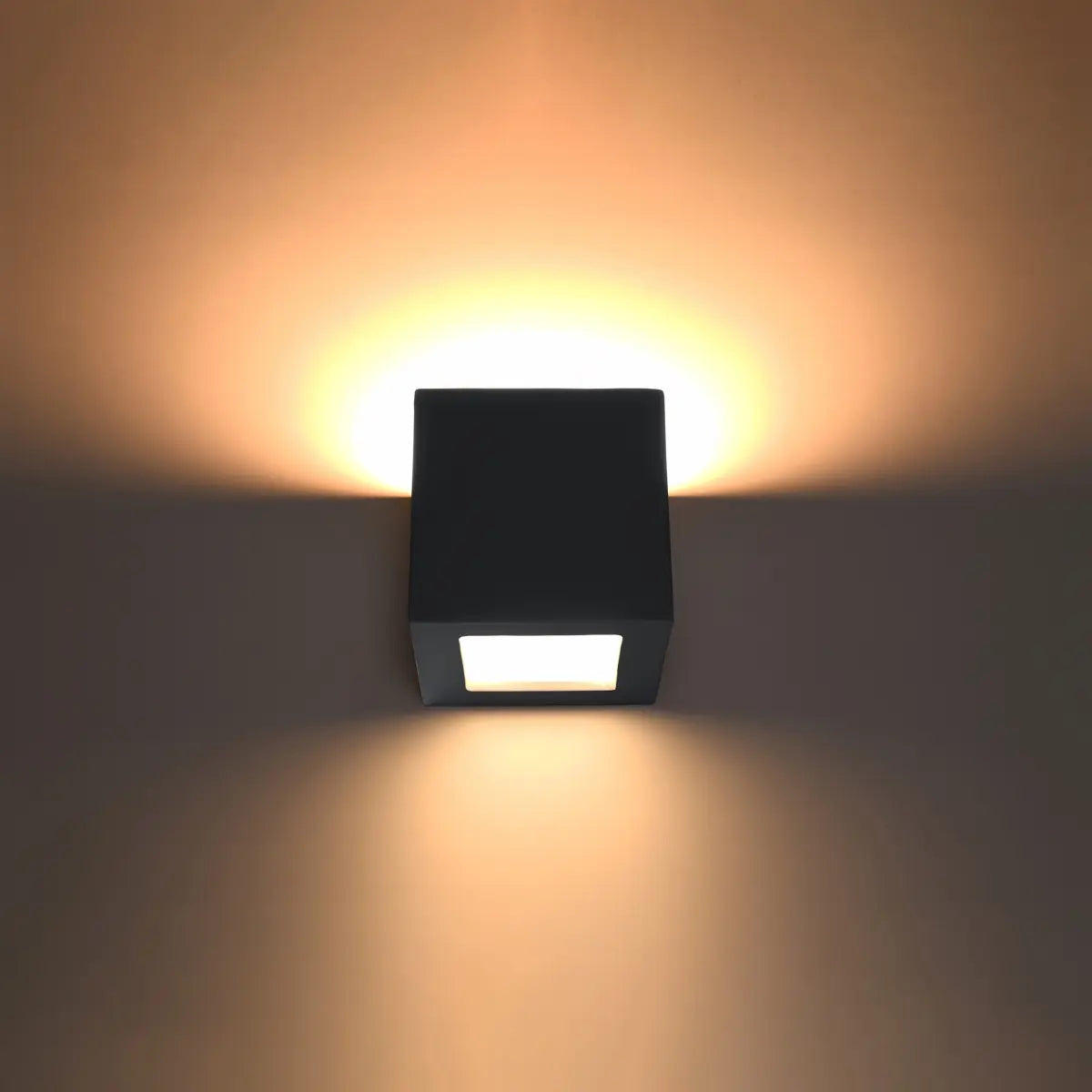 Wandlamp Square 1 – Zwart & Keramiek & Glas