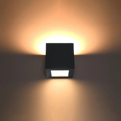 Wandlamp Square 1 – Zwart & Keramiek & Glas