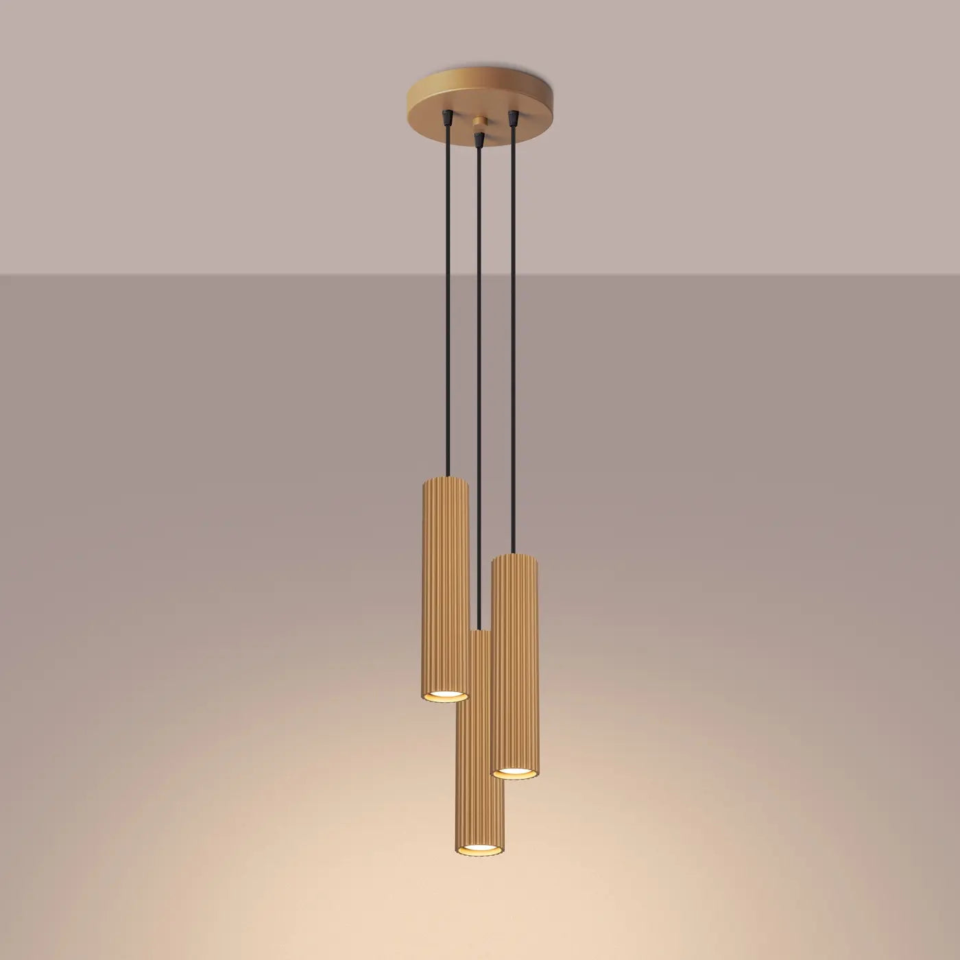 Hanglamp Japandi 3P – Goud Aluminium