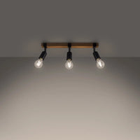 Deckenleuchte Naked 3 – Schwarz & Stahl & Holz