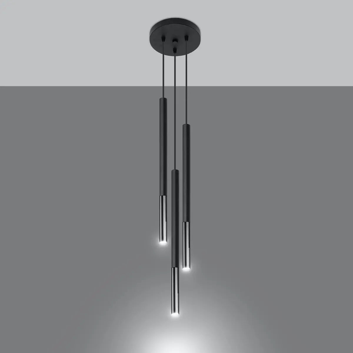 Hanglamp Matita 3P – Zwart & Chroom Staal