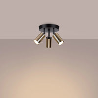 Plafondlamp Tube 3R – Zwart & Goud & Staal