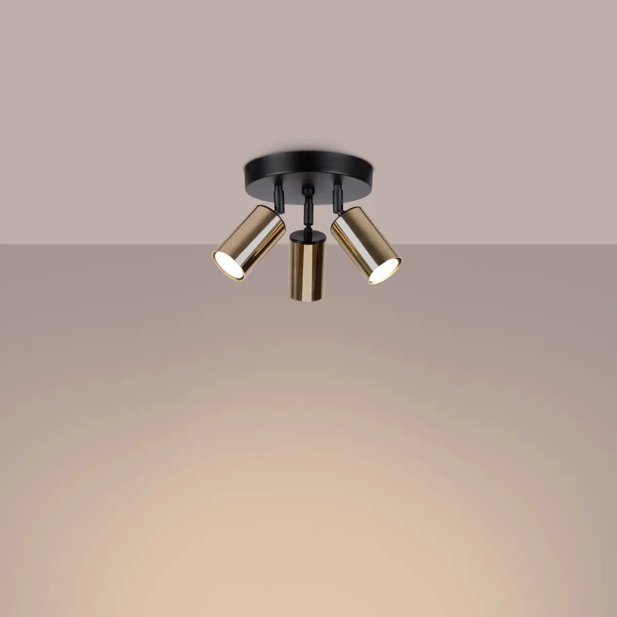 Plafondlamp Tube 3R – Zwart & Goud & Staal