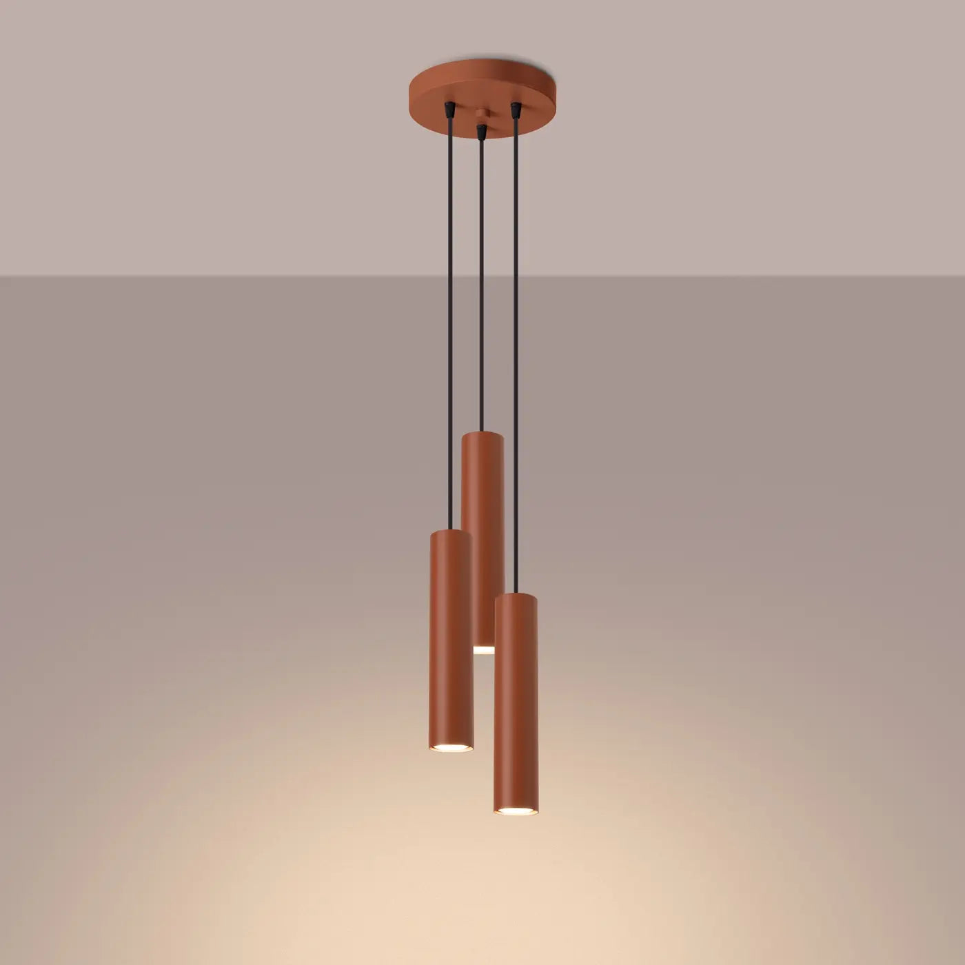 Hanglamp Tube 3P – Okerrood & Staal
