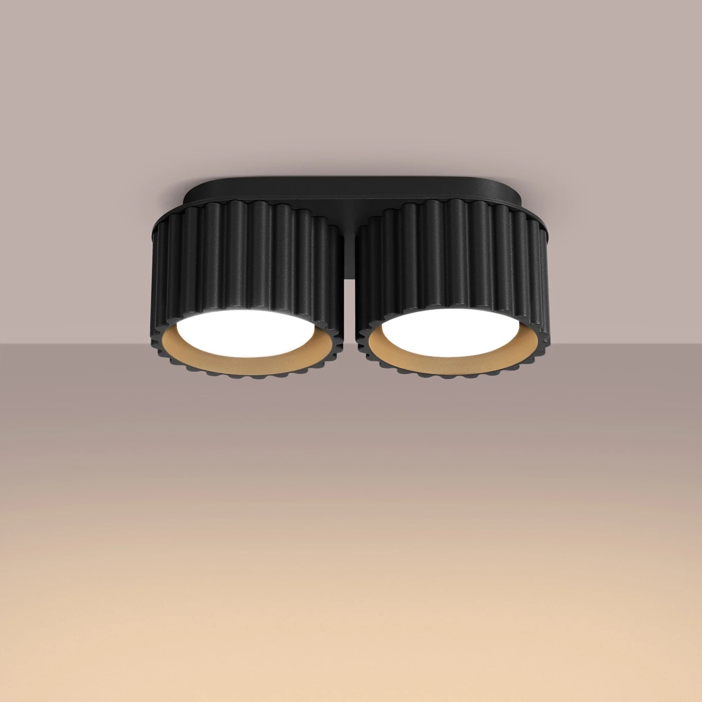 Deckenstrahler Japandi Double XS – Schwarz & Aluminium