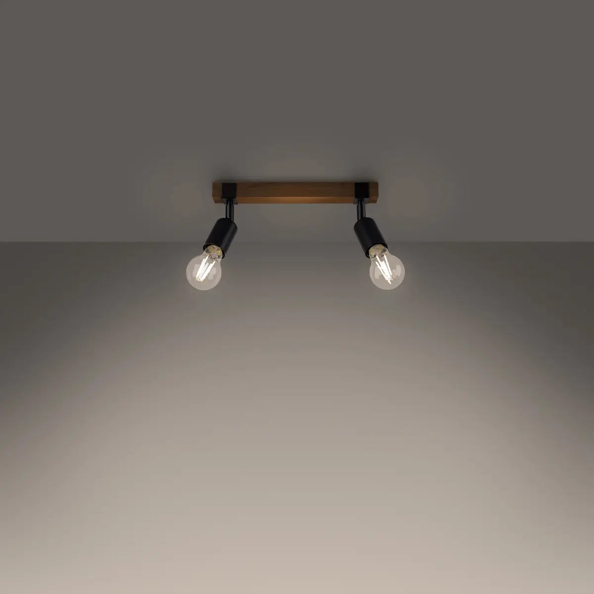 Deckenleuchte Naked 2 – Schwarz & Stahl & Holz