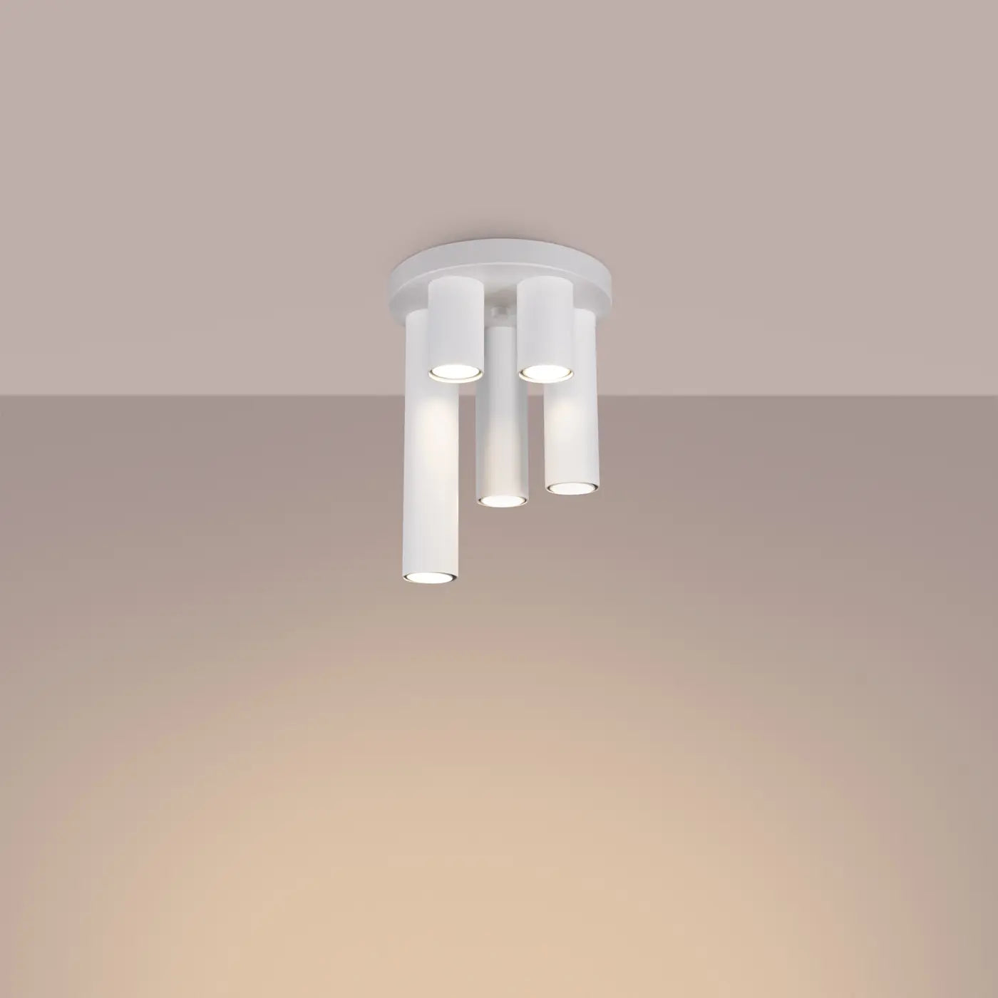 Deckenleuchte Tube 5R – Weiß & Stahl