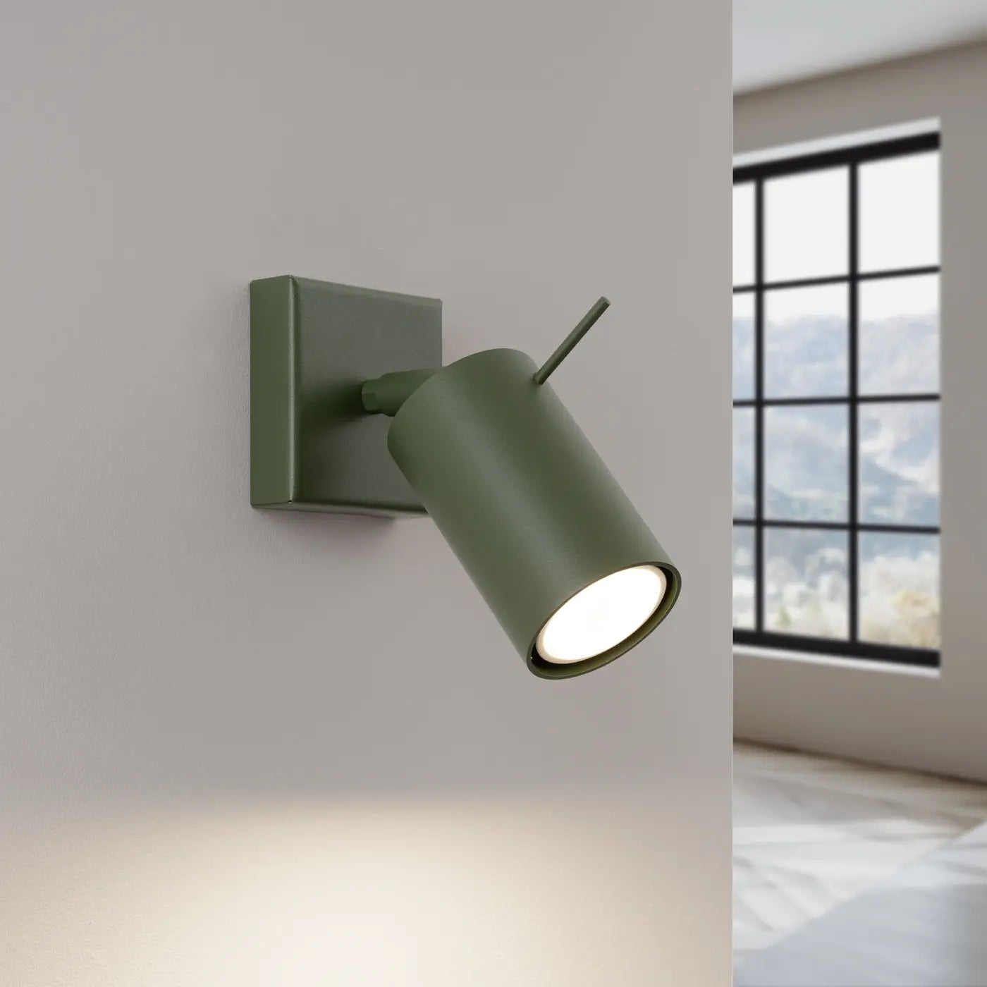 Wandlamp Rondo – Olijfgroen & Staal