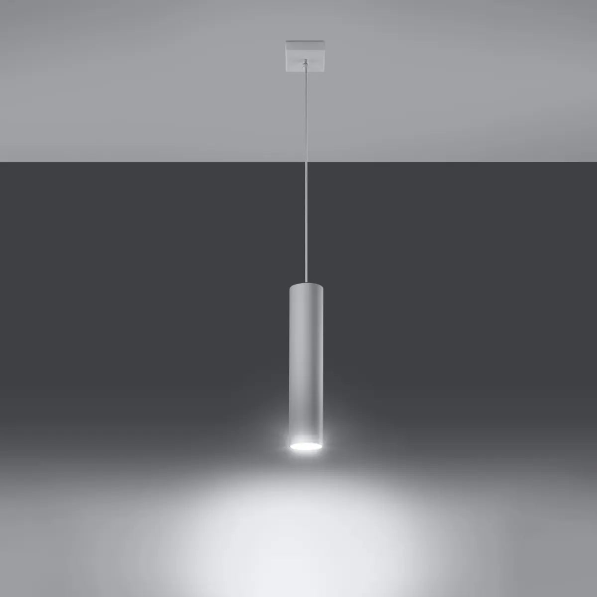 Pendelleuchte Tube White 1 – Weiß & Stahl