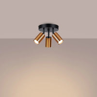 Plafondlamp Tube 3R – Zwart & Koper & Staal
